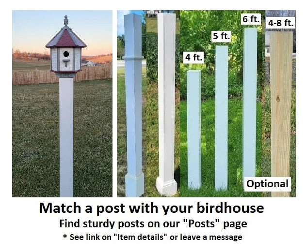 Poly Birdhouse Amish Handcrafted, 1 Hole Bird House