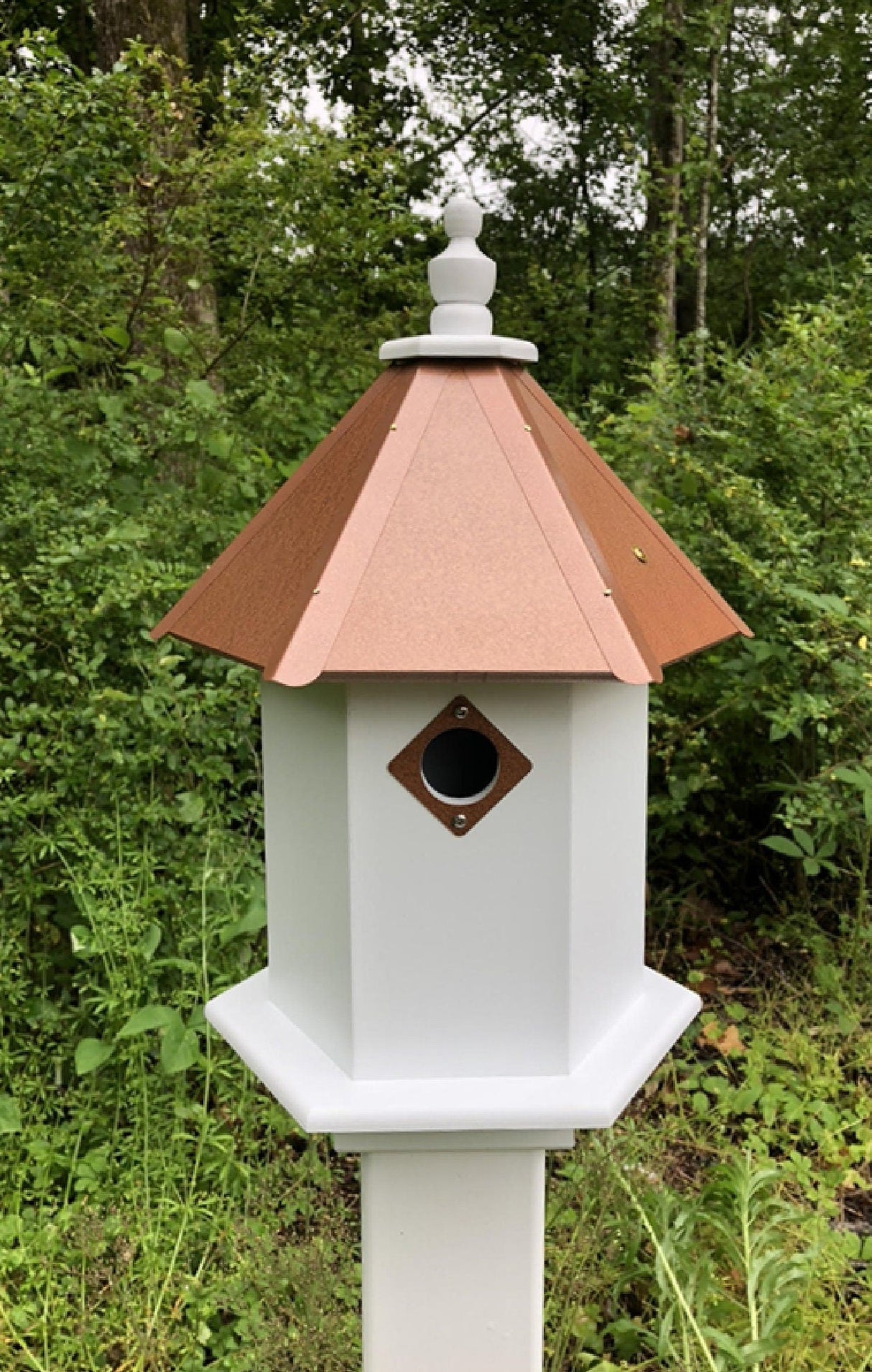 Bird House - 2 Nesting Compartments - Handmade - Metal Predator Guards - Weather Resistant - Pole Not Included - Birdhouse Outdoor