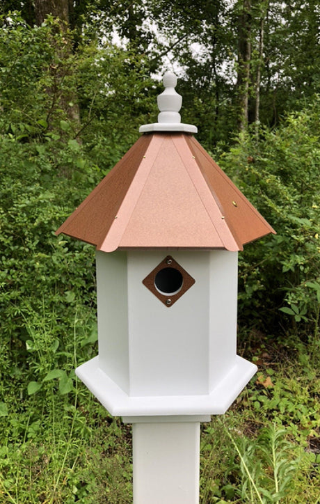 Bird House - 2 Nesting Compartments - Handmade - Metal Predator Guards - Weather Resistant - Pole Not Included - Birdhouse Outdoor