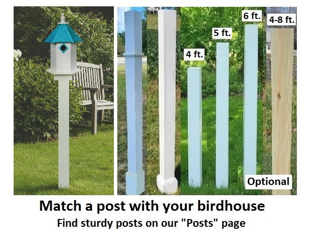 Bird House - 2 Nesting Compartments - Handmade - Metal Predator Guards - Weather Resistant - Pole Not Included - Birdhouse Outdoor