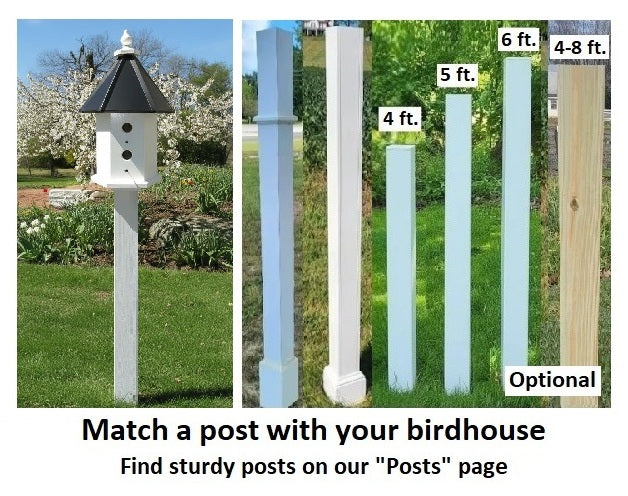 Bird House - 4 Nesting Compartments - Handmade - Weather Resistant - Wooden - Copper Roof - Birdhouse Outdoor - Post Not Included