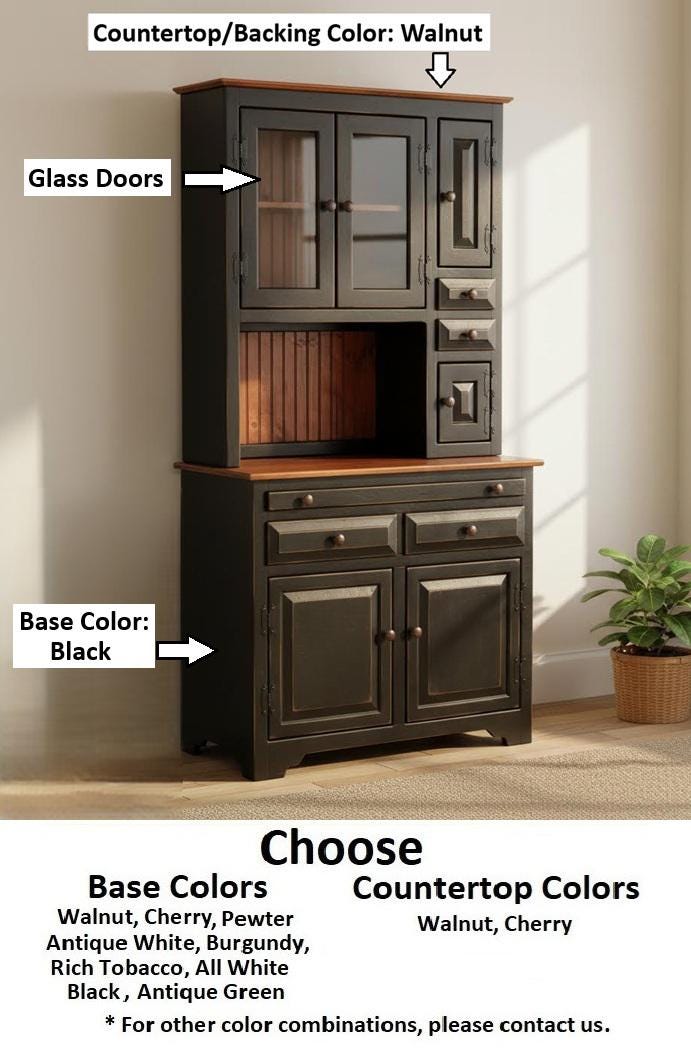 Amish Handmade Multipurpose Cabinet - China Cabinet - Glass Cabinet - Farmhouse - Organizer - Storage - Rustic - Case Goods - Home Decor