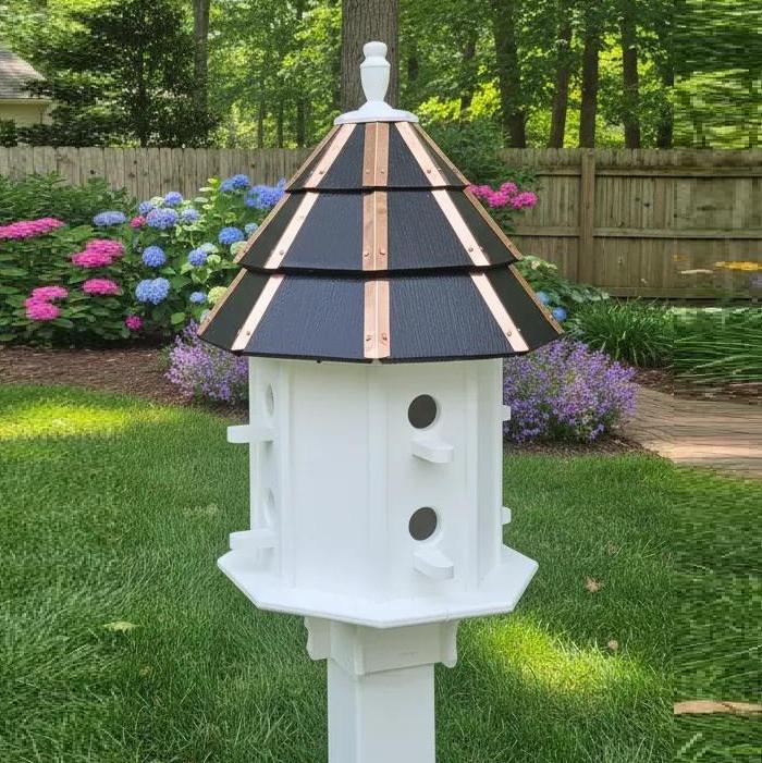Painted Cedar Roof Birdhouse 2-8 Compartments Amish Handmade Birdhouse Handmade Maintenance Free Gifts for Bird Lovers Large Bird Houses