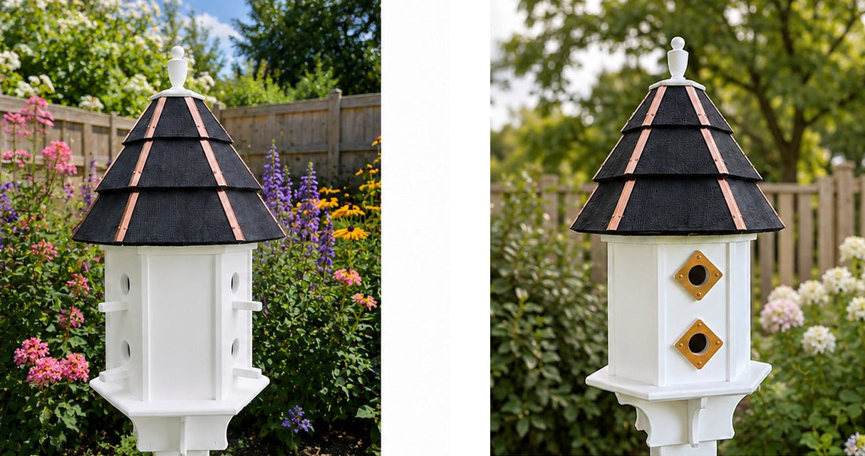 Painted Cedar Roof Birdhouse 2-8 Compartments Amish Handmade Birdhouse Handmade Maintenance Free Gifts for Bird Lovers Large Bird Houses
