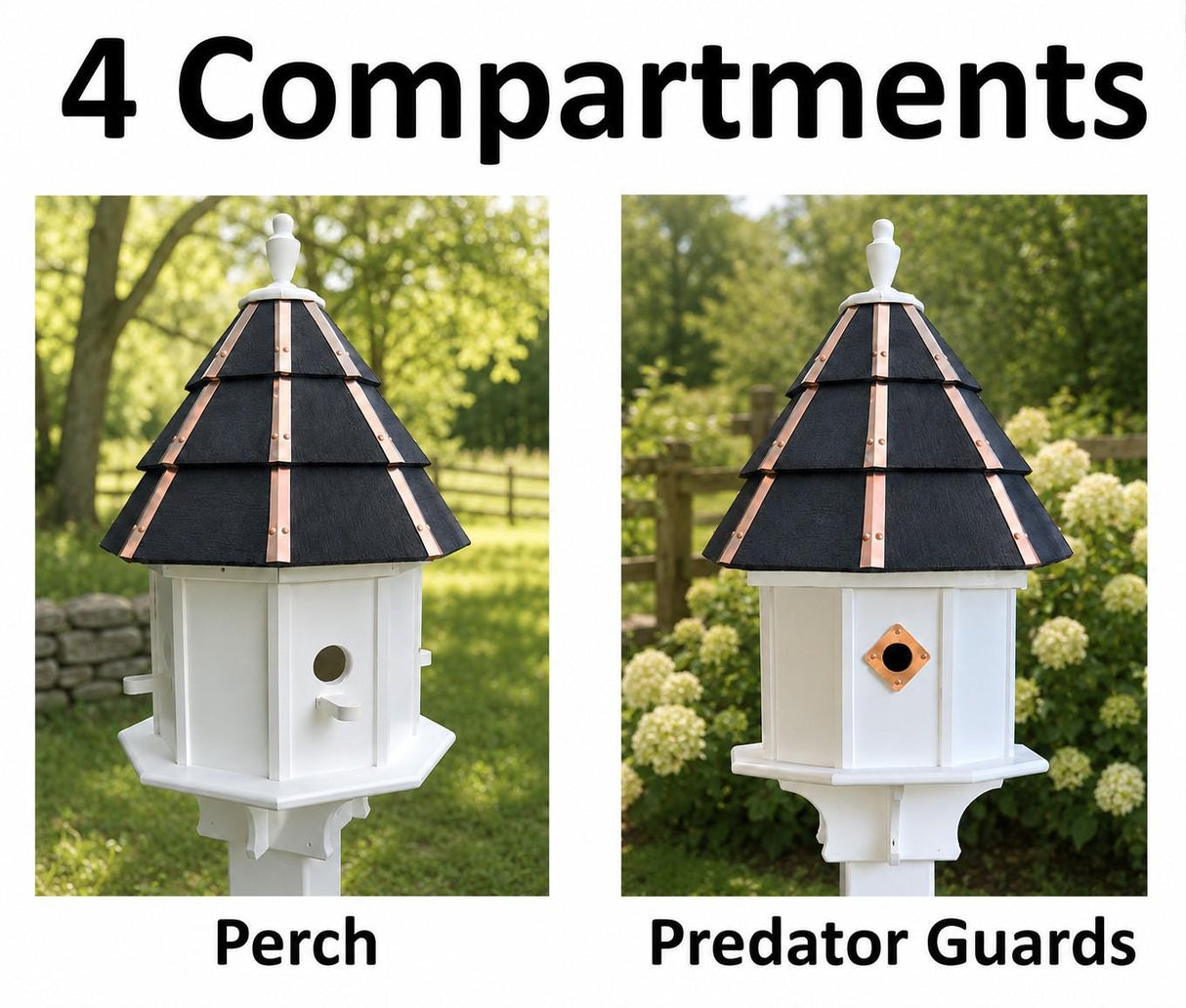 Painted Cedar Roof Birdhouse 2-8 Compartments Amish Handmade Birdhouse Handmade Maintenance Free Gifts for Bird Lovers Large Bird Houses