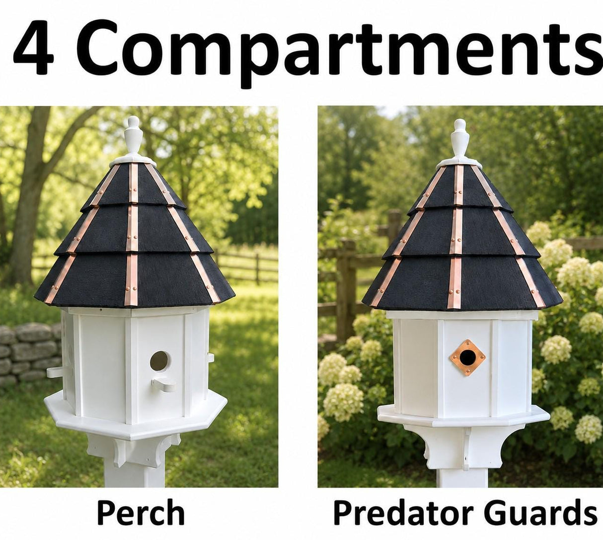 Painted Cedar Roof Birdhouse 2-8 Compartments Amish Handmade Birdhouse Handmade Maintenance Free Gifts for Bird Lovers Large Bird Houses