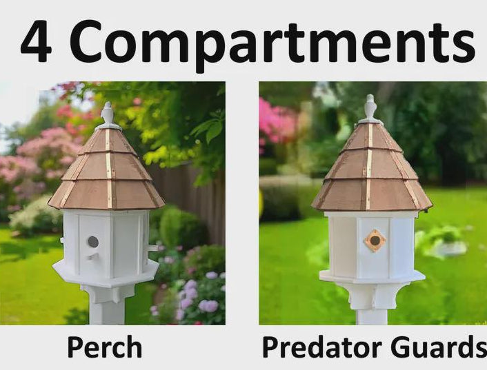 Painted Cedar Roof Birdhouse 2-8 Compartments Amish Handmade Birdhouse Handmade Maintenance Free Gifts for Bird Lovers Large Bird Houses