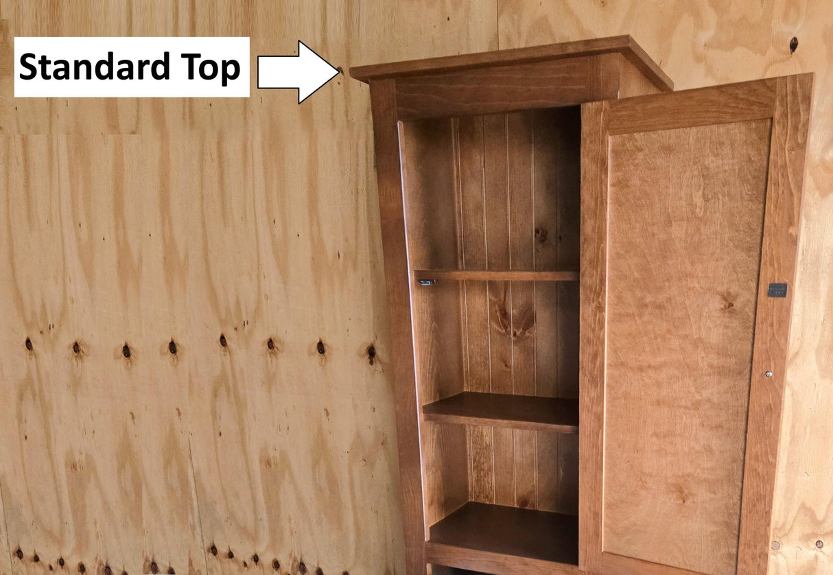 Amish Handmade Pine Cabinet: Farmhouse Kitchen Cupboard with Trash Bin