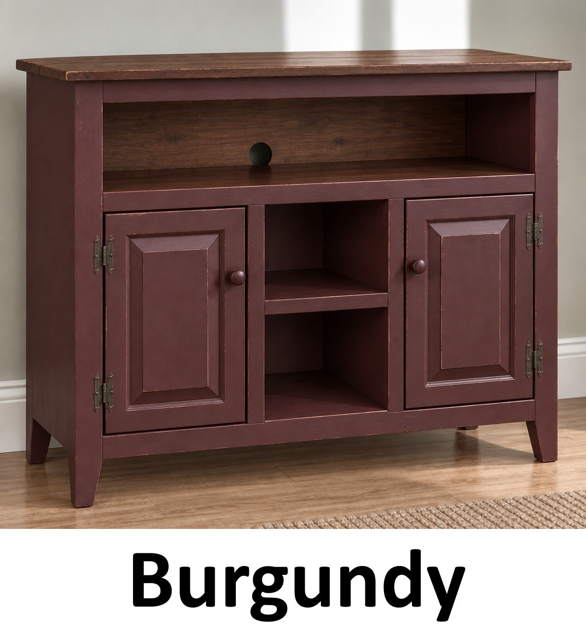 Amish Handmade TV Stand - 2 Door Cabinet - Primitive - Storage - TV Cabinet - Home - Multipurpose Cabinet - Rustic - Open Shelf TV Console
