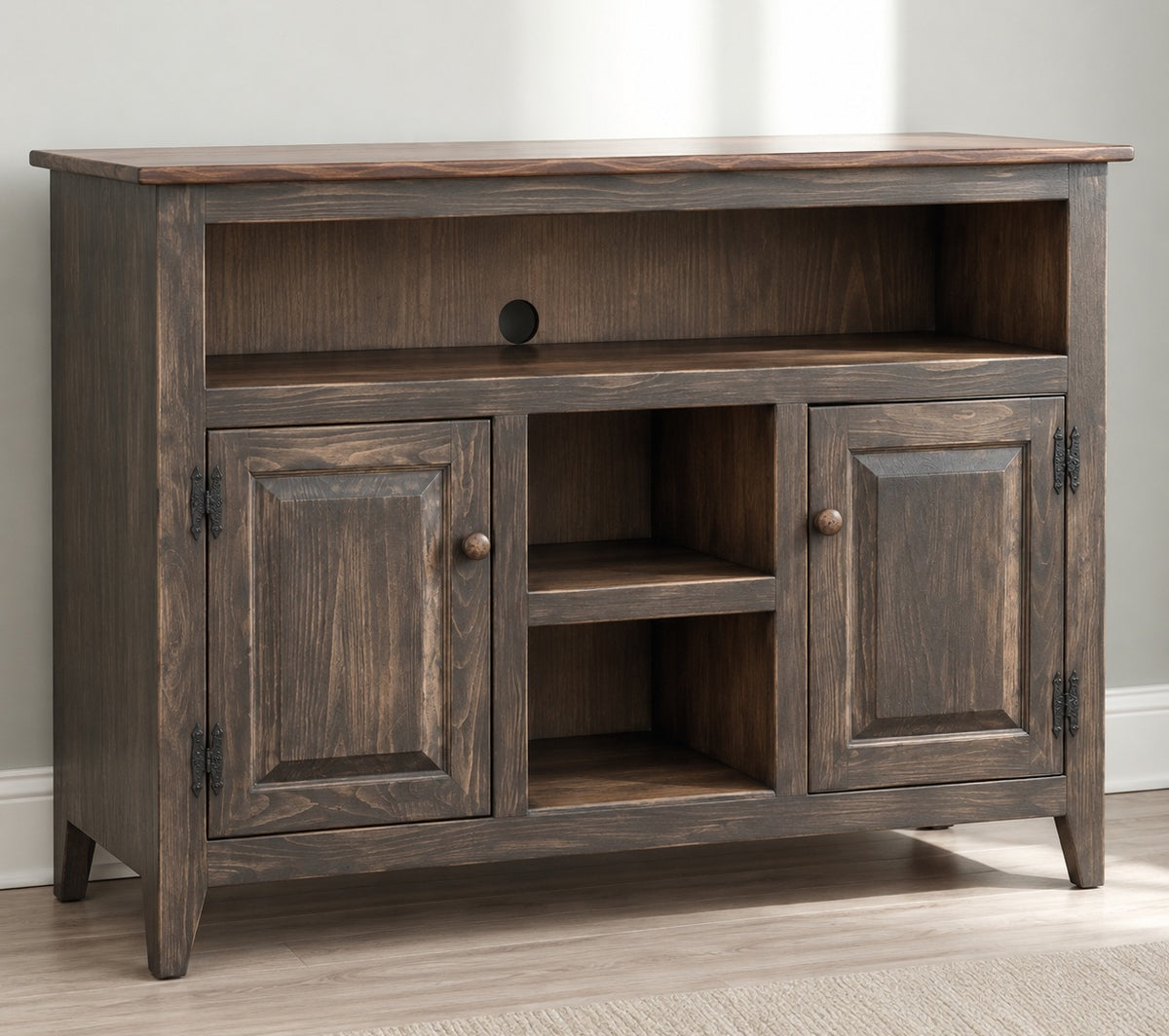 Amish Handmade TV Stand - 2 Door Cabinet - Primitive - Storage - TV Cabinet - Home - Multipurpose Cabinet - Rustic - Open Shelf TV Console
