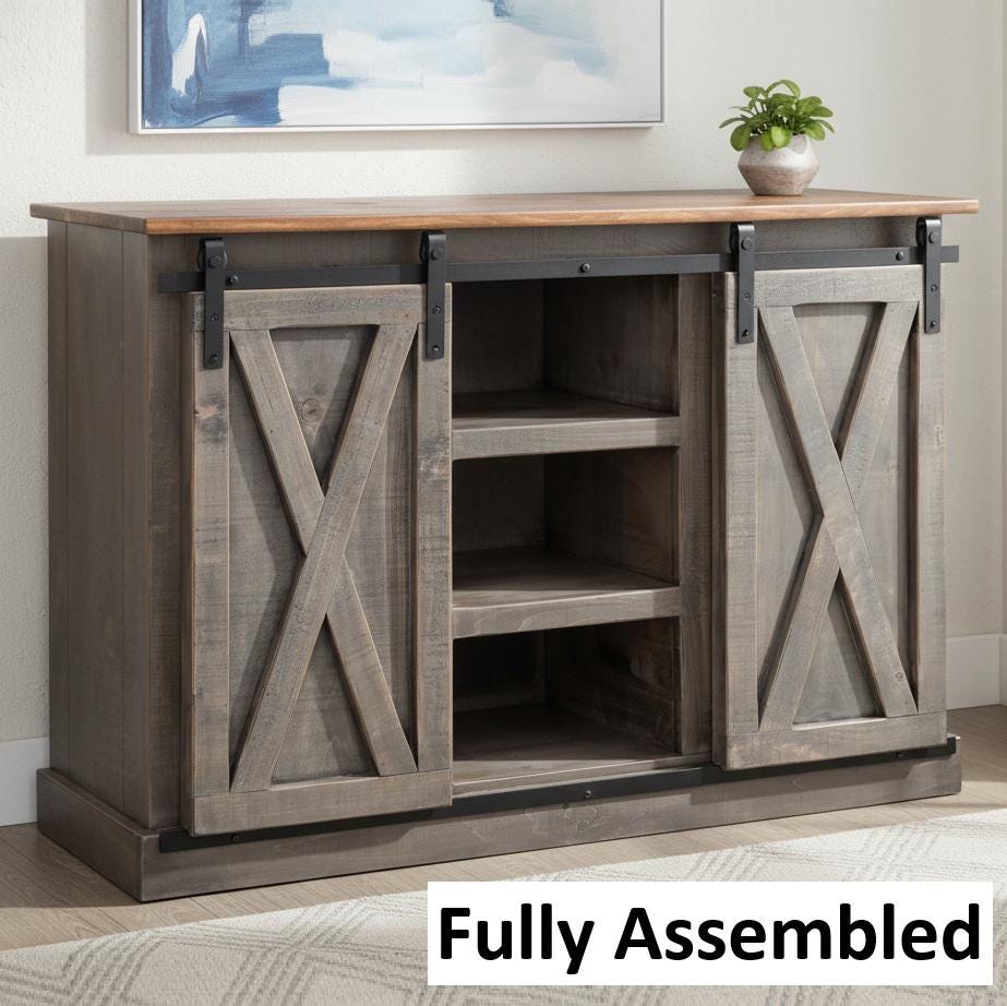 Amish Handmade TV Stand - 2 Door Cabinet - Primitive - Storage - TV Cabinet - Multipurpose Cabinet - Rustic - Sliding Doors - TV Console