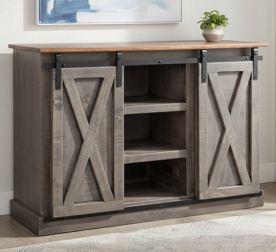 Amish Handmade TV Stand - 2 Door Cabinet - Primitive - Storage - TV Cabinet - Multipurpose Cabinet - Rustic - Sliding Doors - TV Console