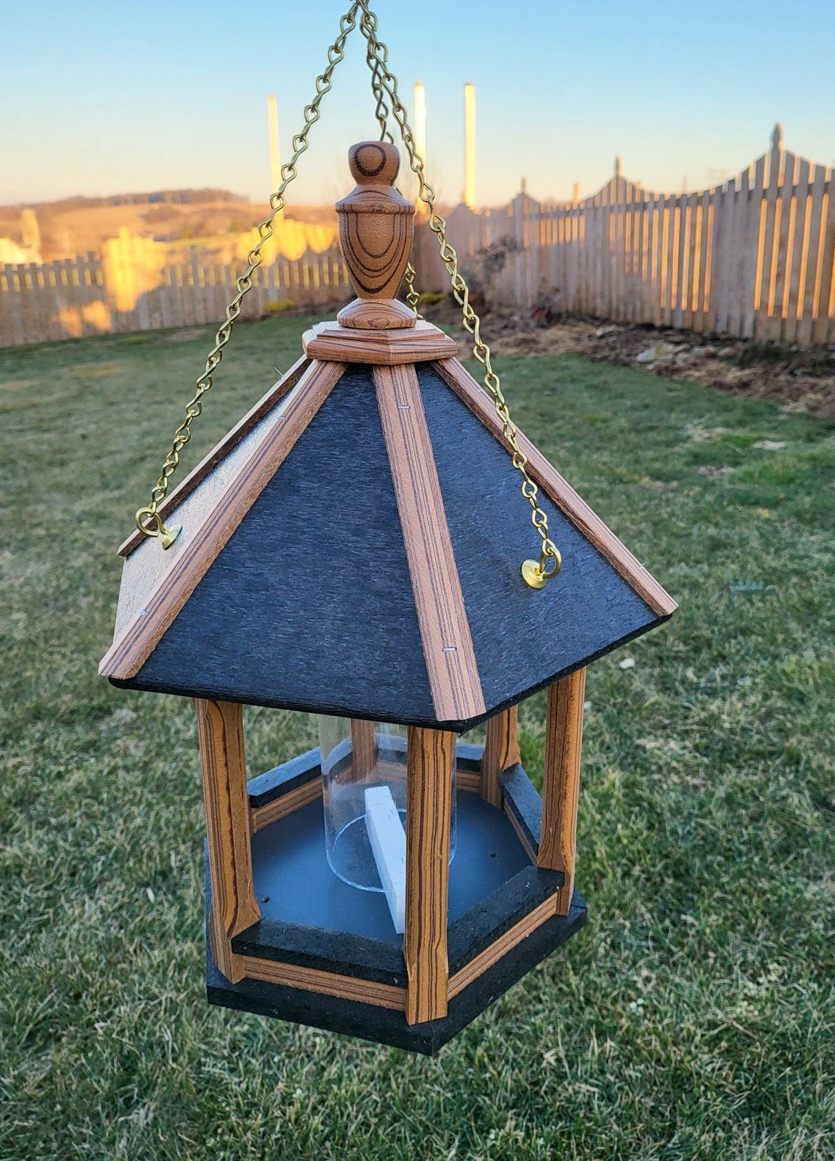 Hanging Bird Feeder Amish Made Poly Lumber Weather Resistant Premium Feeding Tube - Choose Hanging/Post Mounted Bird Feeders