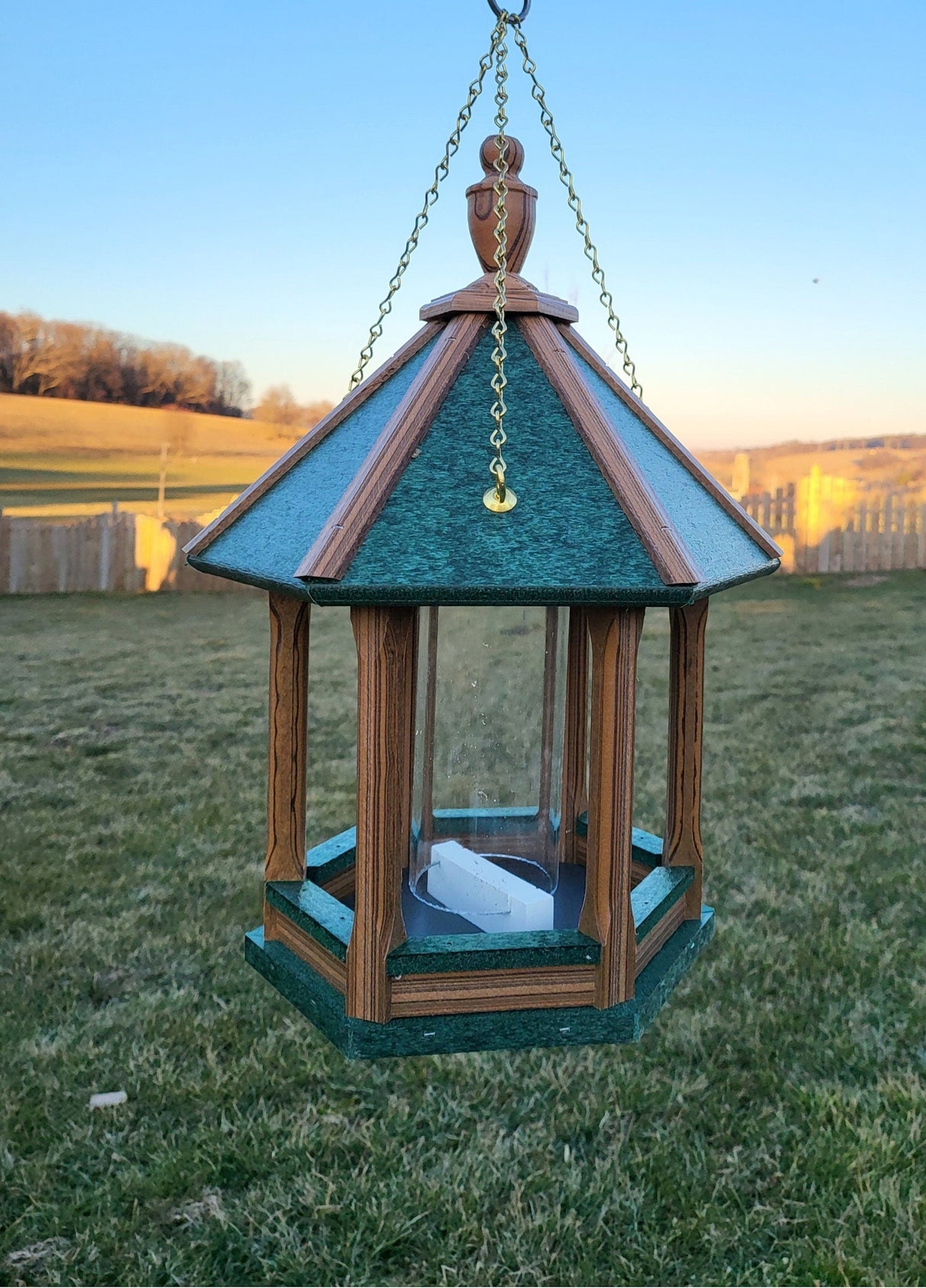 Hanging Bird Feeder Amish Made Poly Lumber Weather Resistant Premium Feeding Tube - Choose Hanging/Post Mounted Bird Feeders