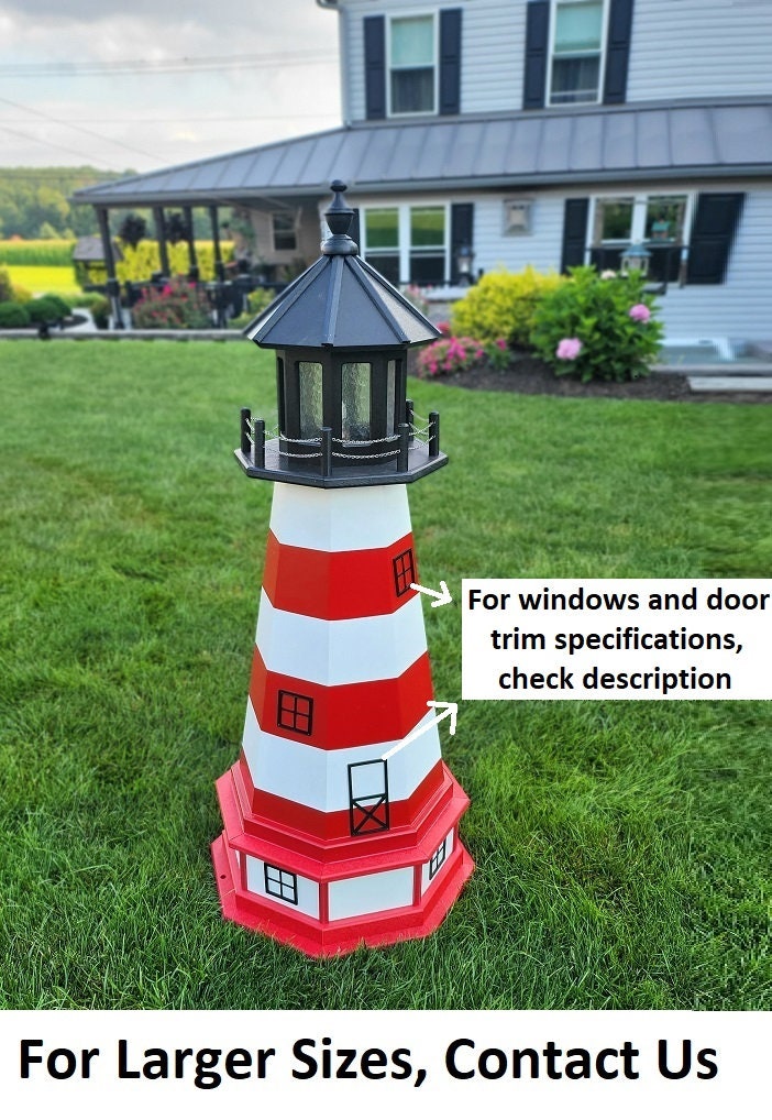 Assateague Solar Lighthouse - Amish Handmade - Landmark Replica - Lawn Lighthouse