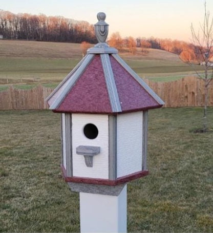 Poly Bird House - Amish Handmade - 1 Nesting Compartment - Weather Resistant - Bird Lovers - Outdoors - Garden - Backyard - Bird Sanctuary