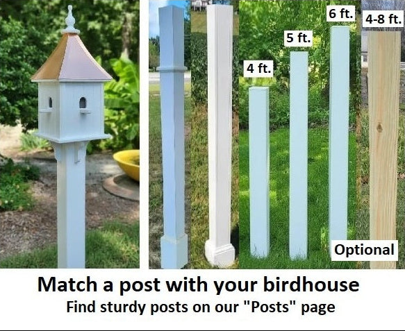 Bluebird Birdhouse Copper Top Handmade Vinyl With 1 Nesting Compartment, Metal Predator Guards, Weather Resistant, Birdhouse Outdoor