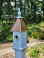 Bluebird Birdhouse Patina Copper Top Handmade Vinyl With 1 Nesting Compartment, Metal Predator Guards, Weather Resistant, Birdhouse Outdoor