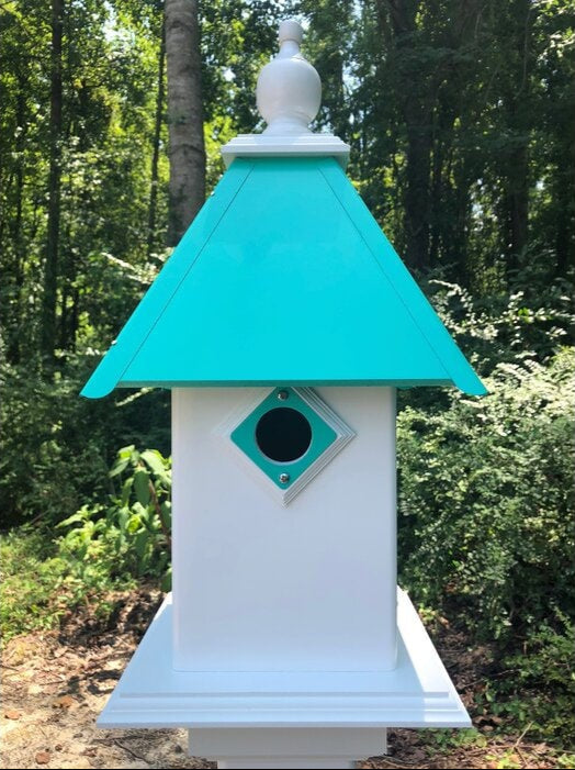 Classic Handmade Bird House, 1 Nesting Compartment, Metal Predator Guards, Choose Roof Color, Birdhouse For The Outdoors, Pole Not Included