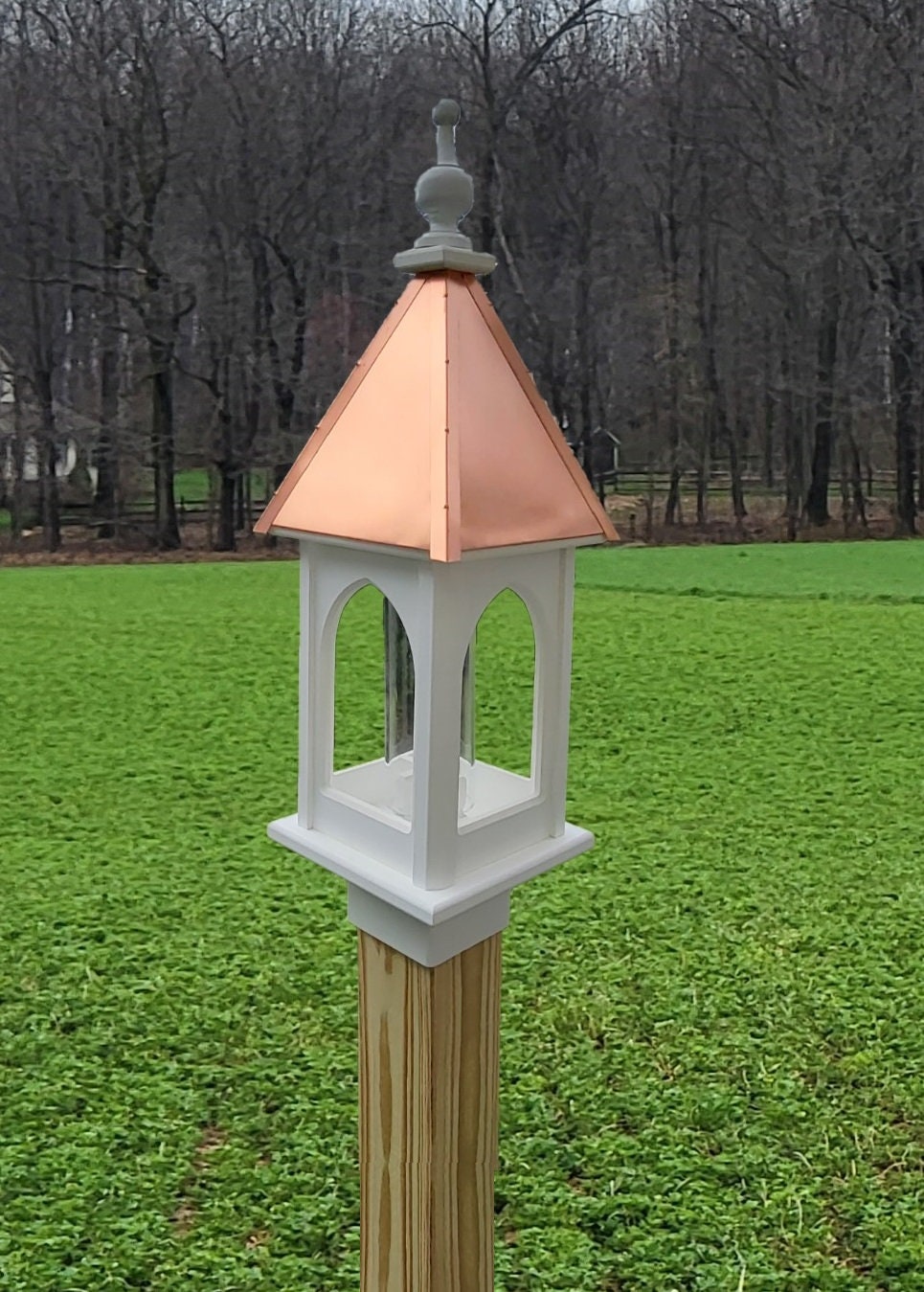 Copper Roof Blue Bird Bird Feeder Handmade Vinyl PVC Bird Feeder
