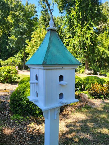 Copper Roof Bird House Handmade, Extra Large With 8 Nesting Compartments, Weather Resistant Birdhouses Outdoor