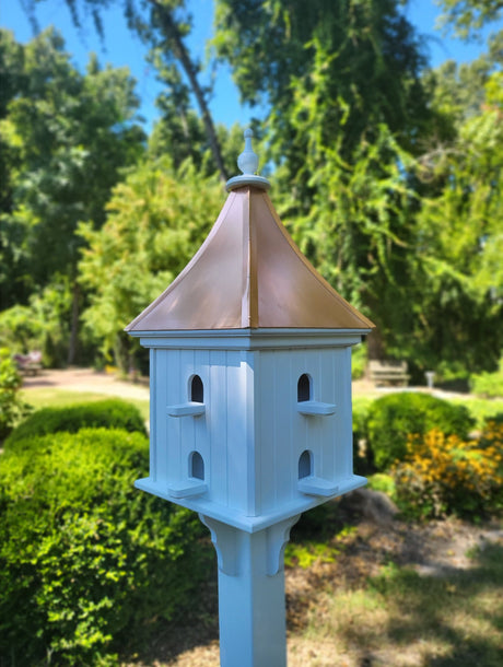 Copper Roof Bird House Handmade, Extra Large With 8 Nesting Compartments, Weather Resistant Birdhouses Outdoor