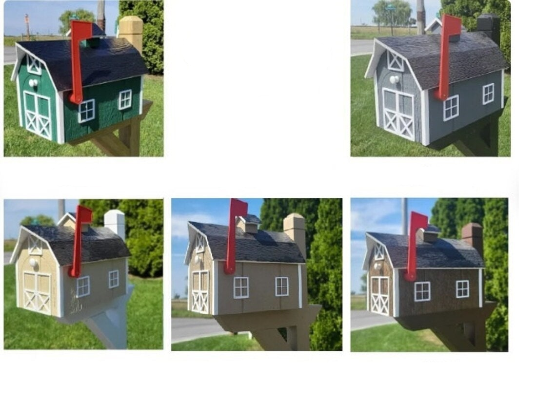 Amish Mailbox - Handmade - Dutch Barn Style - Wooden - Color Options