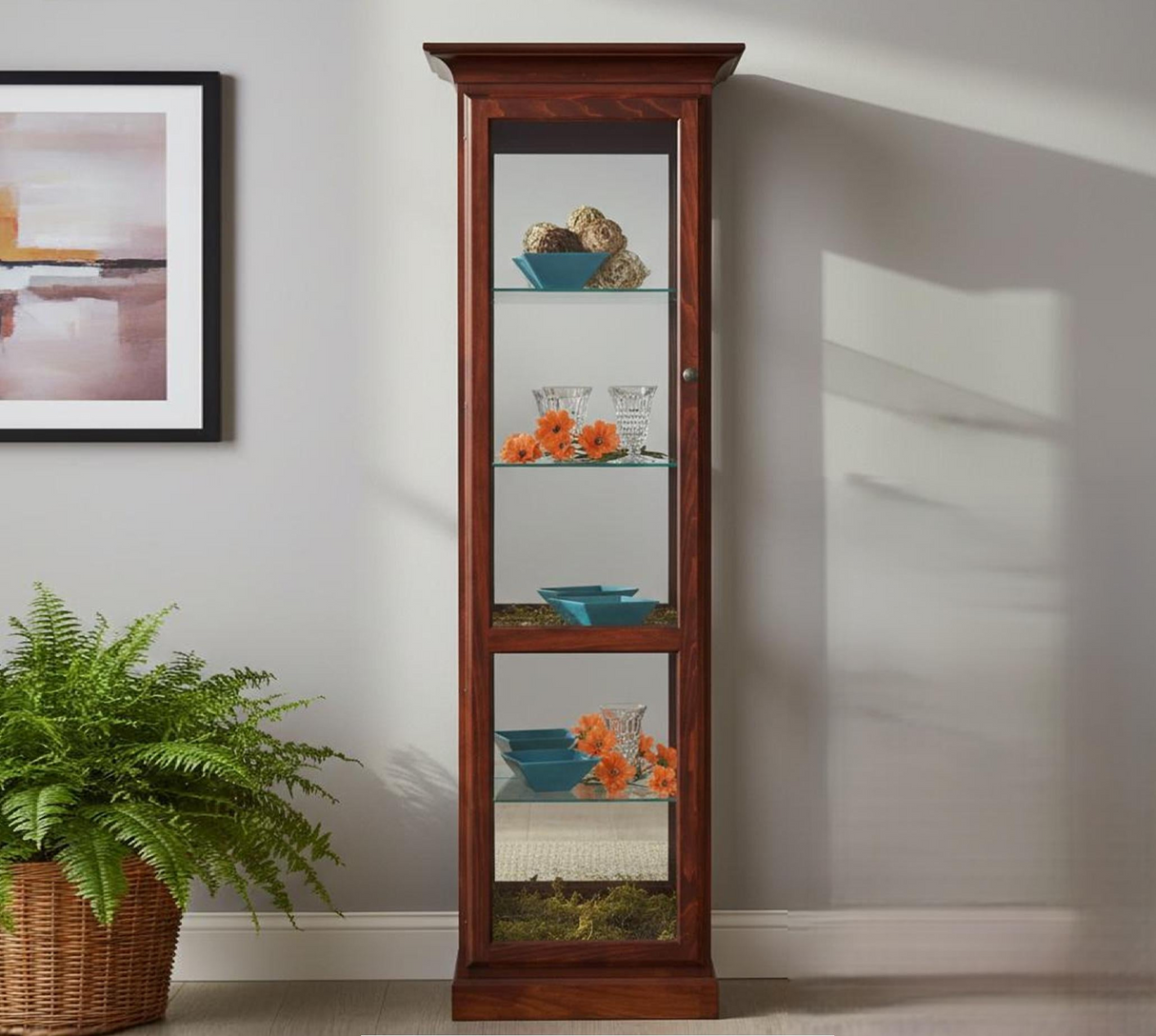 Amish Handmade Glass Display Cabinet - Tall Curio Cabinet - China Display - Glass Cabinet - Modern Home Decor - Multipurpose Cabinet -Rustic - Glass Cabinets