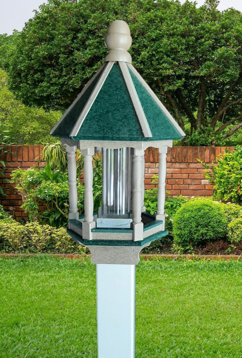 Gazebo Bird Feeder - Amish Handmade - Poly Lumber Weather Resistant - Premium Feeding Tube - Easy Mounting - Bird Feeder For Outdoors