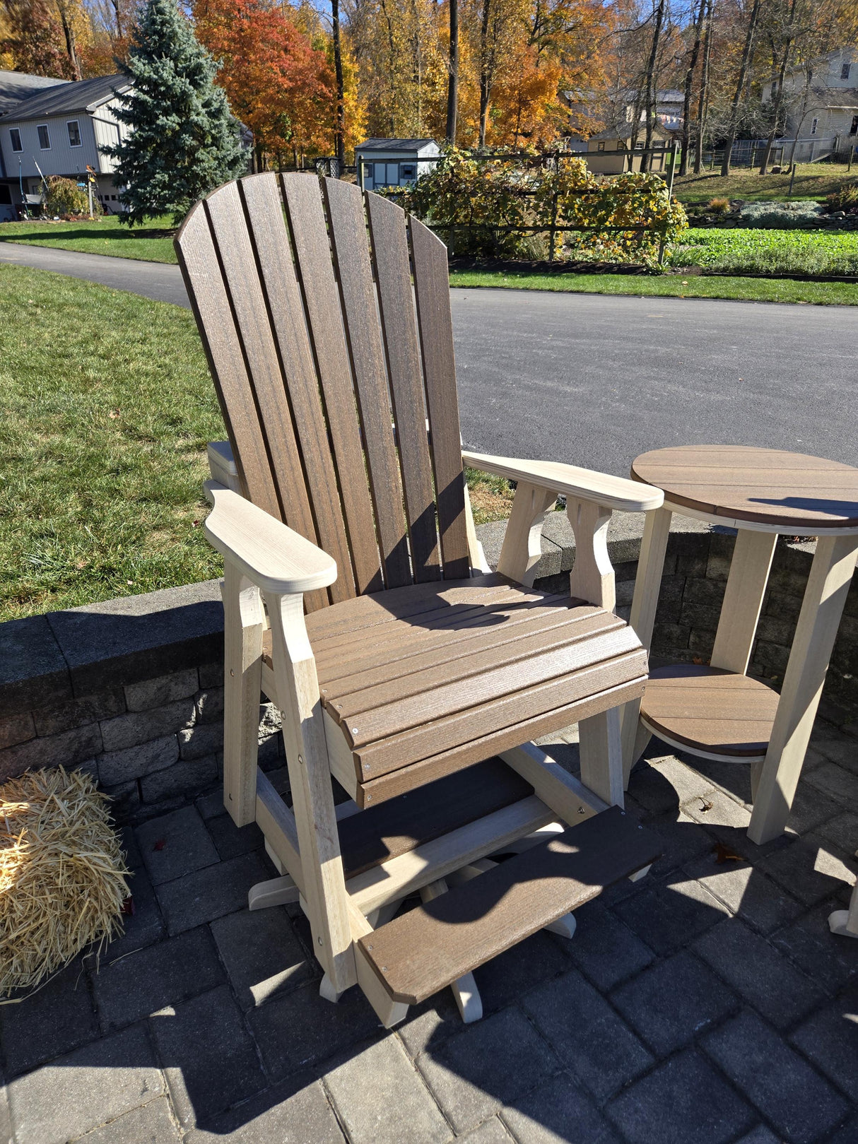 Amish Handmade Patio Set - 2 Swivel Chairs and Table - Adirondack - Pub Table - Outdoor Dining Table Set - Amish Chair Set - Furniture Set