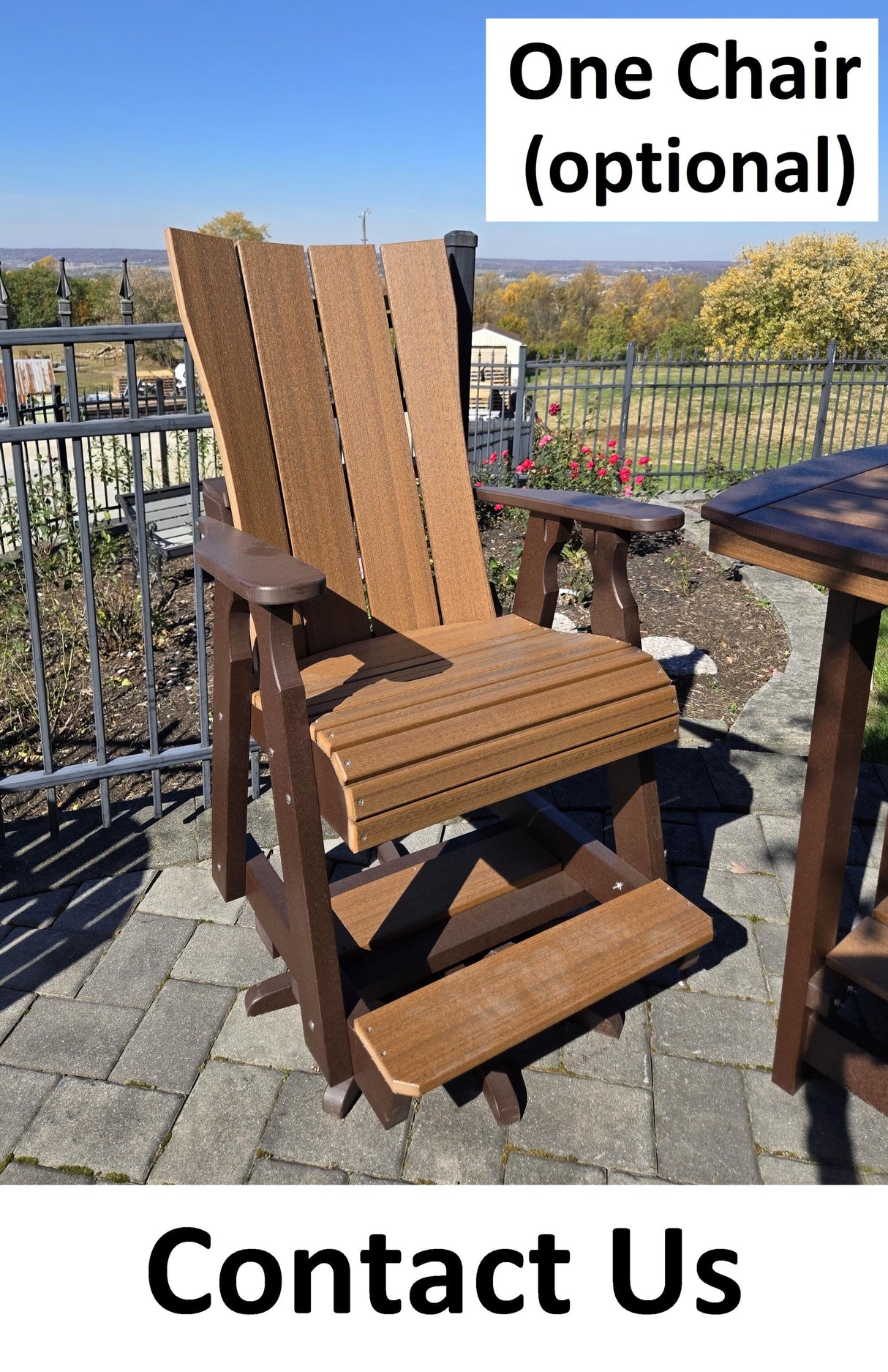 Amish Handmade Patio Set - 2 Swivel Chairs and Table - Adirondack - Pub Chairs - Outdoor Dining Table Set - Amish Chair Set - Furniture Set