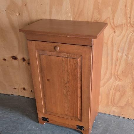 Amish Handmade Pine Tilt-Out Trash Bin: Farmhouse Kitchen Cabinet