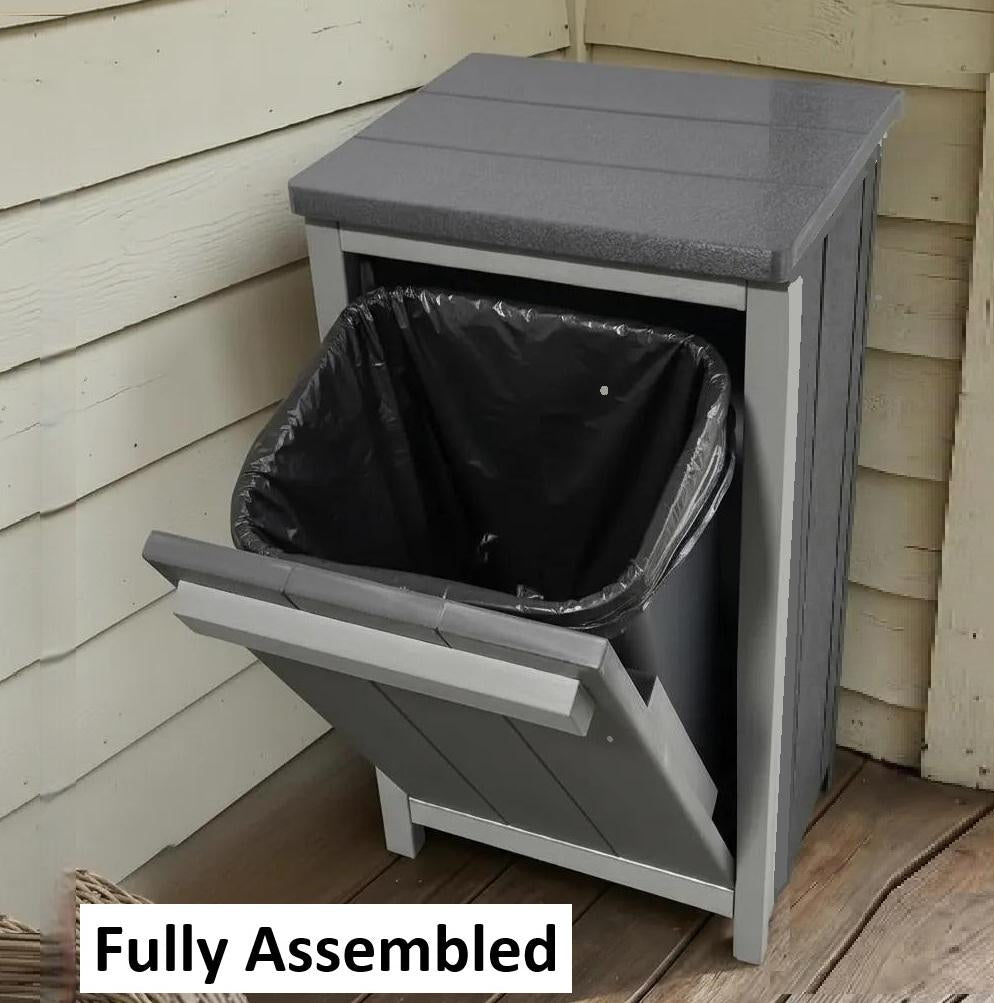 Amish Handmade Poly Tilt-Out Trash Bin, Trash Cabinet, Recycling Bin, Weather Resistant, Waste Bin, Patio, Outdoor Decor, Garbage, Backyard