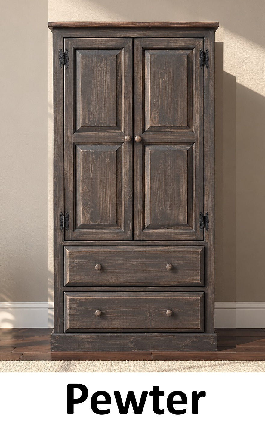 Amish Handmade Wardrobe Cabinet - Large Cabinet with Hanging Rod - Multipurpose Cabinet - With Drawers - Rustic Farmhouse Storage Home Decor