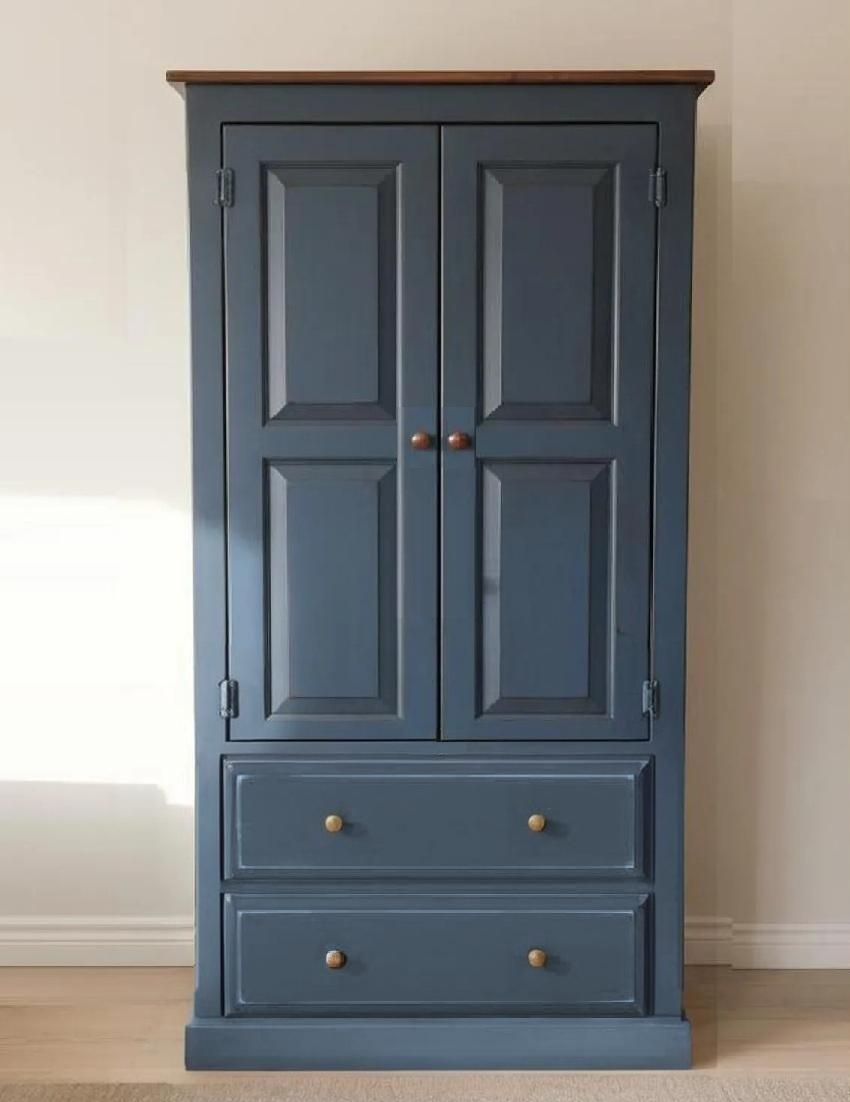 Amish Handmade Wardrobe Cabinet - Large Cabinet with Hanging Rod - Multipurpose Cabinet - With Drawers - Rustic Farmhouse Storage Home Decor