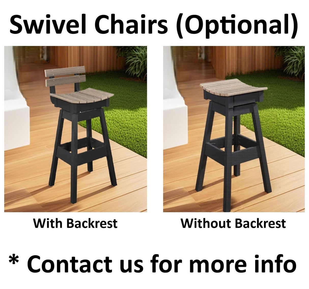 Amish Handmade Bar - Barstool Set - Poly - Swivel - Pub Chairs - Outdoor Furniture - Table Set - Dining Table - Outdoors - Backyard - Patio