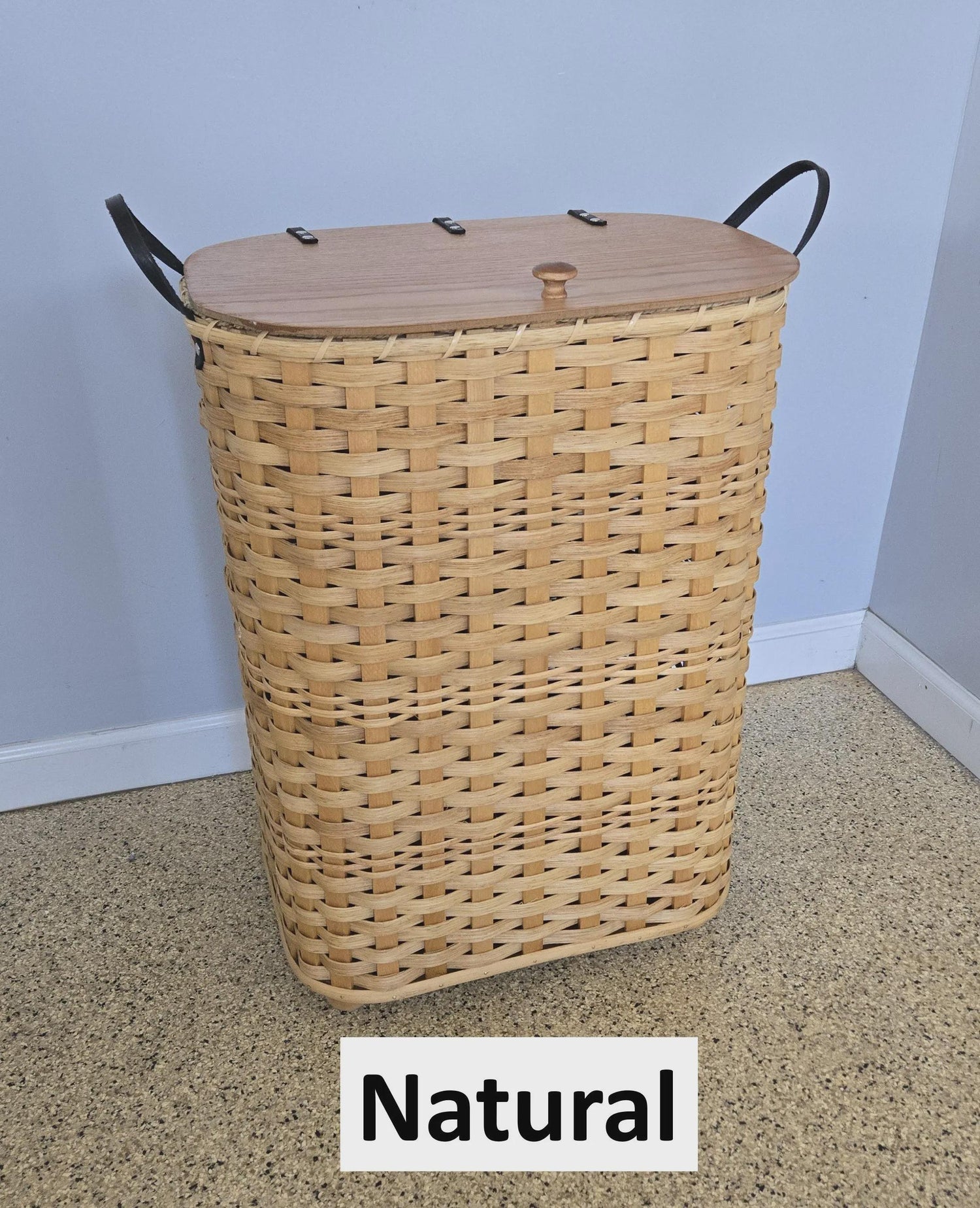 Amish Handmade Hamper - Handwoven - Storage - Basket w/ Handles - Laundry Basket - Vintage - Basket w/ Lid - Farmhouse - Wood Basket