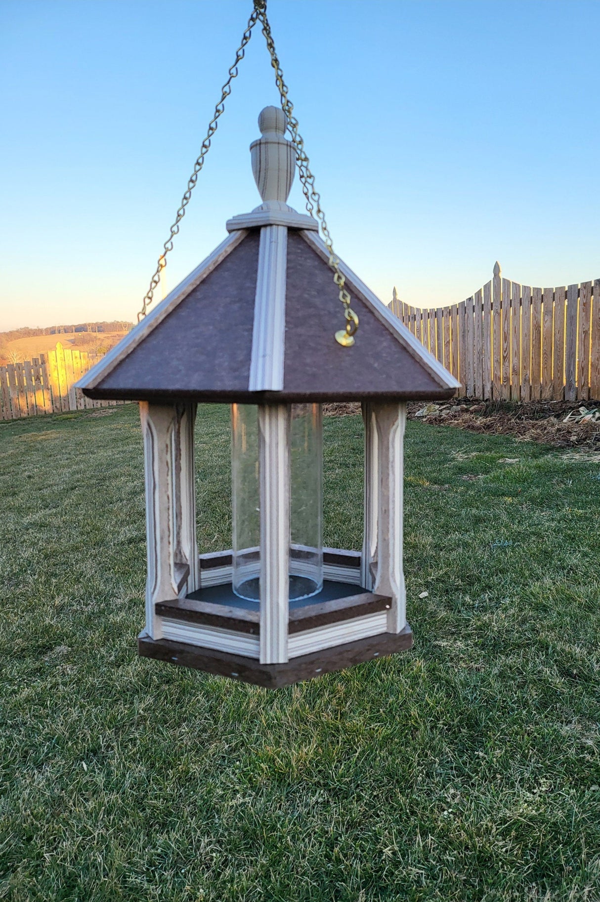 Hanging Bird Feeder Amish Made Poly Lumber Weather Resistant Premium Feeding Tube - Choose Hanging/Post Mounted Bird Feeders