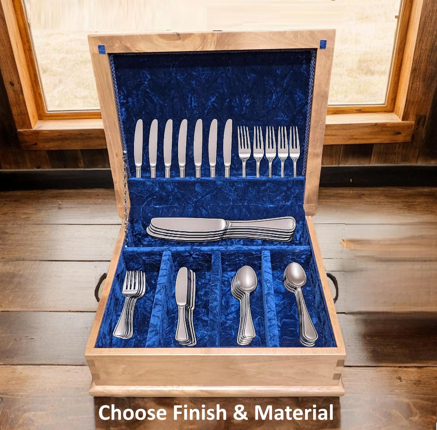 X-Large Amish Handmade Silverware Box - Storage Box - Silverware Organizer - Rustic - Keepsake Box - Kitchen Utensils - Dining - Display