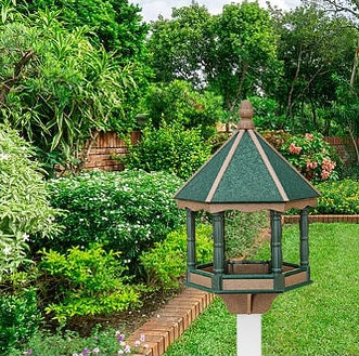 Bird Feeder - Large - Poly Lumber - Amish Handmade - Weather Resistant - Premium Feeding Tube- Easy Mounting - Bird Feeders for The Outdoors