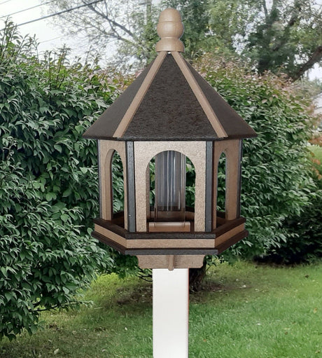 Bird Feeder - Large - Amish Handmade - Arch Design - Weather Resistant Poly Lumber - Premium Feeding Tube - Easy Mounting on 4"x4" Pole/Post