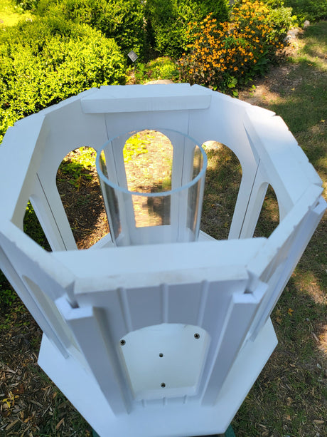 Large Bird Feeder Patina Copper Roof, 8 Sided Octagon, Premium Feeding Tube, Roof Options