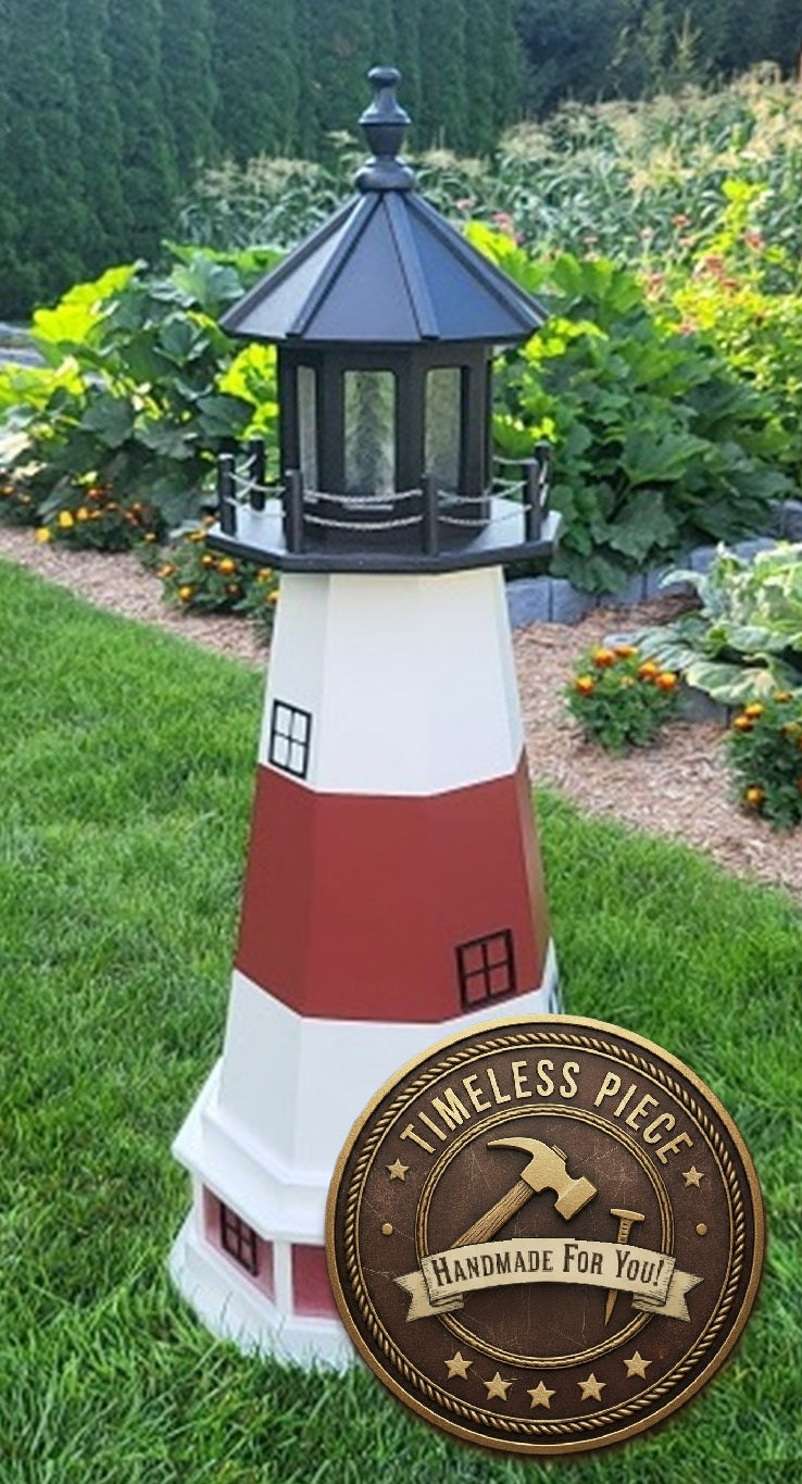 Montauk Lighthouse - Solar - Amish Made - Landmark Replica - Backyard Decor