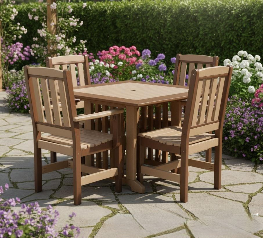 Amish Handmade Outdoor Dining Table Set - Patio Set - Chairs and Table - Adirondack - Backyard - Patio Chair Set - Furniture Set - Outdoor - Outdoor Furniture