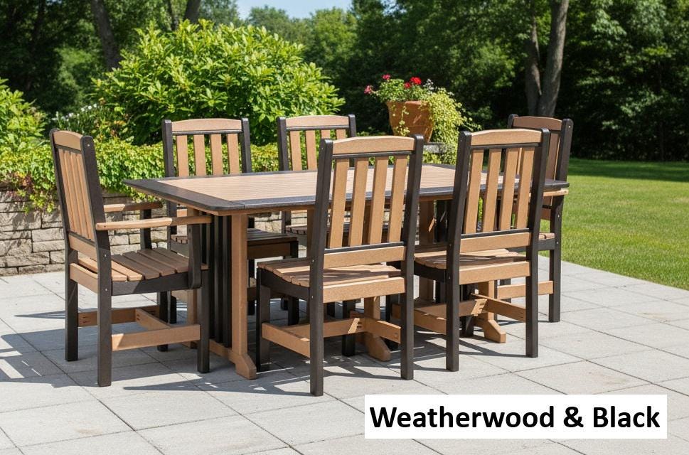 Amish Handmade Outdoor Dining Table Set - Patio Set - Chairs and Table - Adirondack - Backyard - Patio Chair Set - Furniture Set - Outdoor