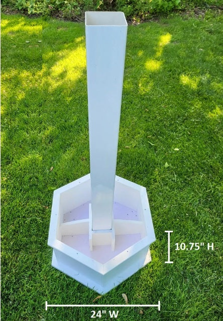 Planter Kit For Bird Feeder and Birdhouse - White - Set of Planter & Post - Amish Handmade - Bird Lovers - Flowers - Outdoor Décor