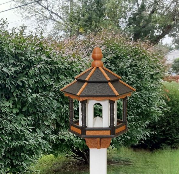 Gazebo Bird Feeder - Amish Handmade - Poly Lumber Weather Resistant - Large Feeding Opening - Medium/ Large -Backyard- Bird Lovers- Outdoors