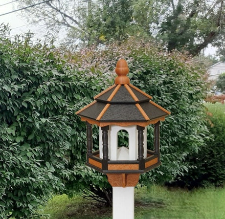 Gazebo Bird Feeder - Amish Handmade - Poly Lumber Weather Resistant - Large Feeding Opening - Medium/ Large -Backyard- Bird Lovers- Outdoors