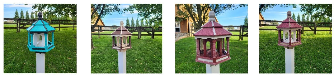 Gazebo Bird Feeder - Amish Handmade - Poly Lumber Weather Resistant - Large Feeding Opening - Medium/ Large -Backyard- Bird Lovers- Outdoors
