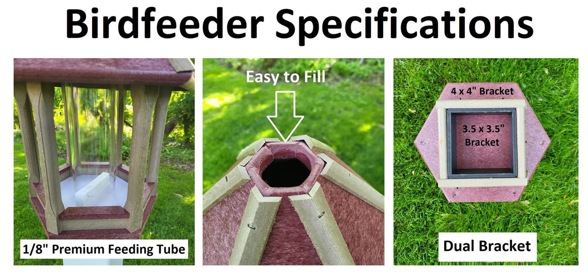 Bird Feeder + Post & Planter Kit - White - Planter/Post Set- Amish Handmade - Bird Lovers - Flowers - Outdoor Décor